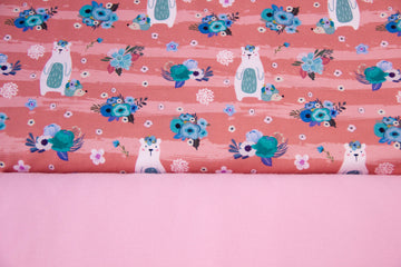 Stoffpaket Jersey mit Bären, altrosa, rosa